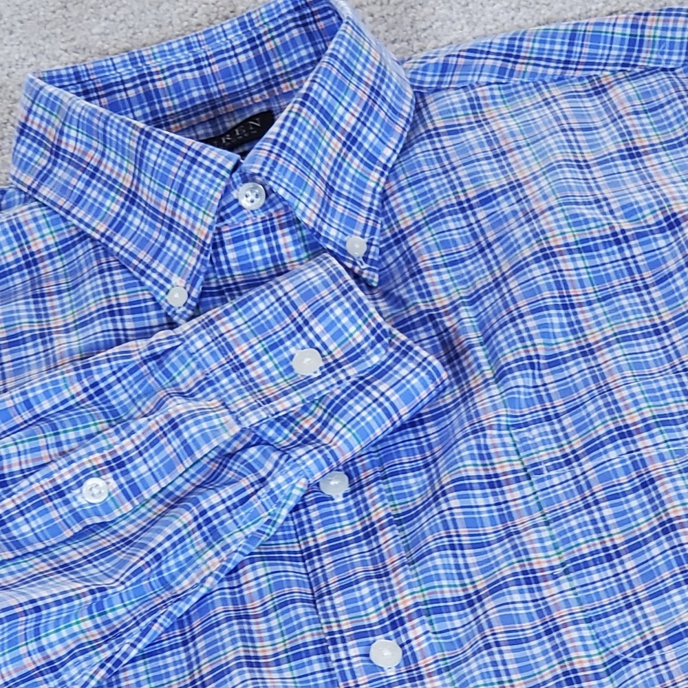 Lauren Ralph Lauren Button Down Men's XL Blue Plaid Stretch Regular Fit Shirt